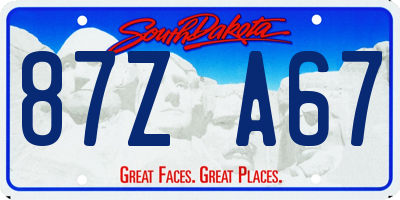 SD license plate 87ZA67
