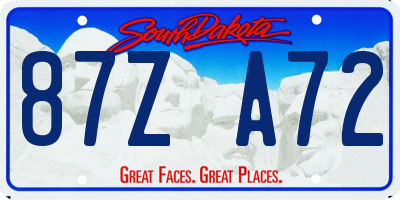 SD license plate 87ZA72