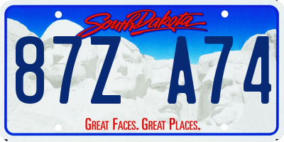 SD license plate 87ZA74