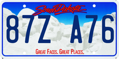 SD license plate 87ZA76