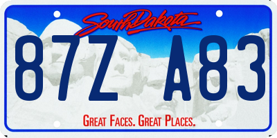 SD license plate 87ZA83