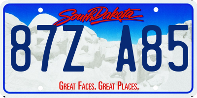 SD license plate 87ZA85