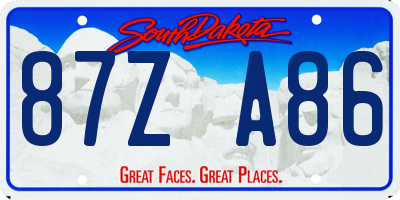SD license plate 87ZA86