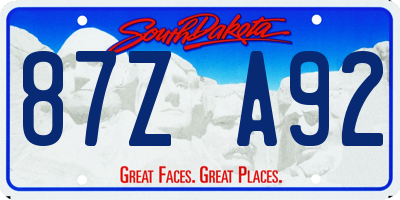 SD license plate 87ZA92