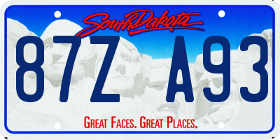 SD license plate 87ZA93