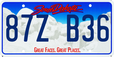 SD license plate 87ZB36