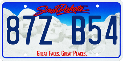 SD license plate 87ZB54