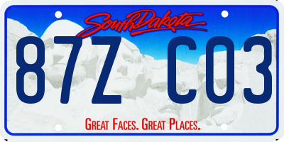 SD license plate 87ZC03