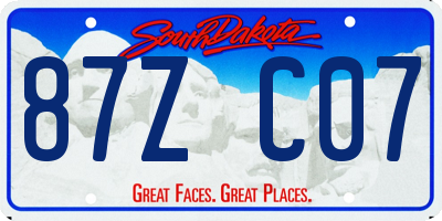 SD license plate 87ZC07