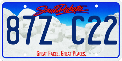 SD license plate 87ZC22