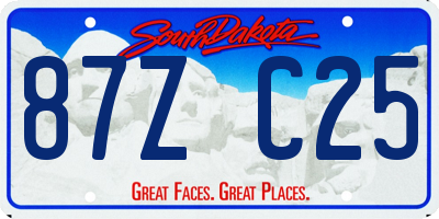 SD license plate 87ZC25