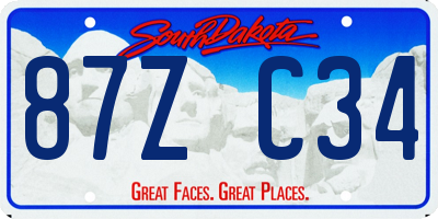 SD license plate 87ZC34