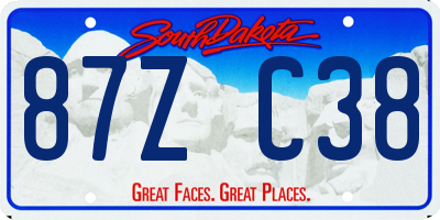 SD license plate 87ZC38