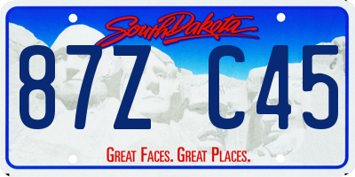 SD license plate 87ZC45