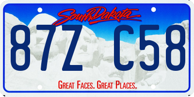 SD license plate 87ZC58