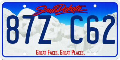 SD license plate 87ZC62