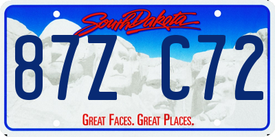 SD license plate 87ZC72