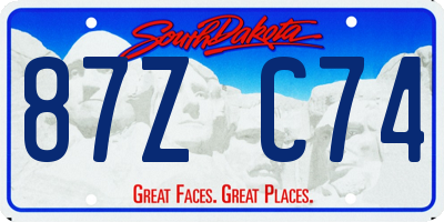 SD license plate 87ZC74