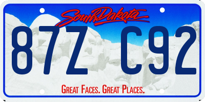 SD license plate 87ZC92