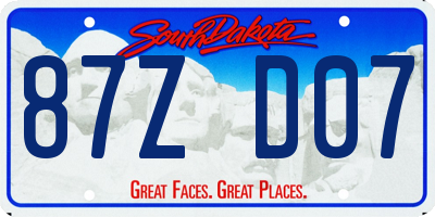 SD license plate 87ZD07