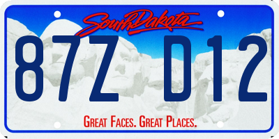 SD license plate 87ZD12