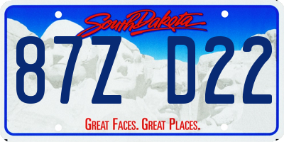 SD license plate 87ZD22