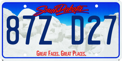 SD license plate 87ZD27