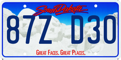 SD license plate 87ZD30