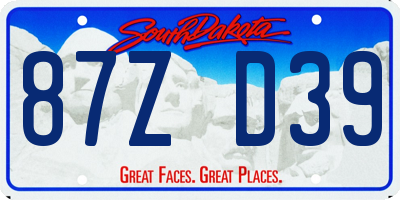 SD license plate 87ZD39