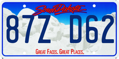 SD license plate 87ZD62