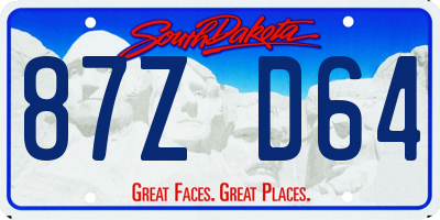 SD license plate 87ZD64