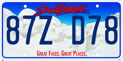 SD license plate 87ZD78
