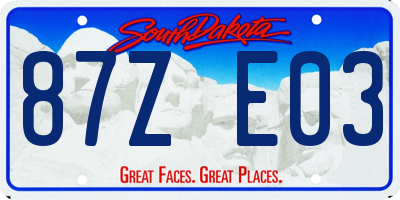 SD license plate 87ZE03