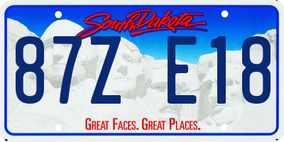 SD license plate 87ZE18