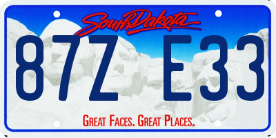 SD license plate 87ZE33