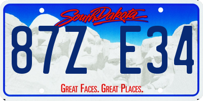 SD license plate 87ZE34