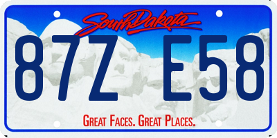 SD license plate 87ZE58