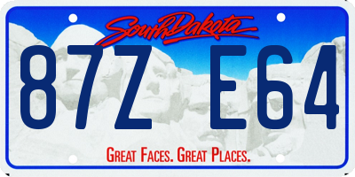 SD license plate 87ZE64