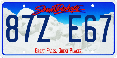 SD license plate 87ZE67