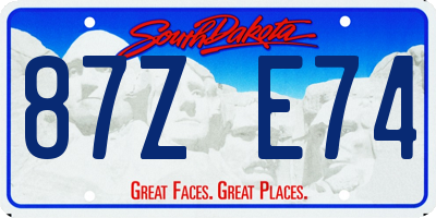 SD license plate 87ZE74