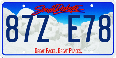 SD license plate 87ZE78