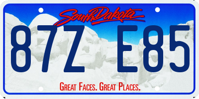 SD license plate 87ZE85