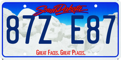 SD license plate 87ZE87
