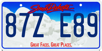 SD license plate 87ZE89