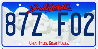 SD license plate 87ZF02