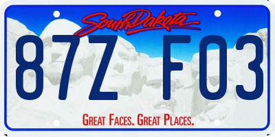 SD license plate 87ZF03