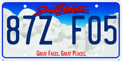 SD license plate 87ZF05