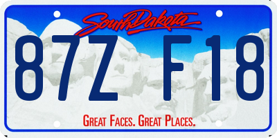 SD license plate 87ZF18