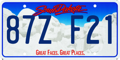 SD license plate 87ZF21