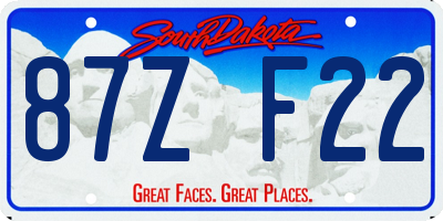SD license plate 87ZF22